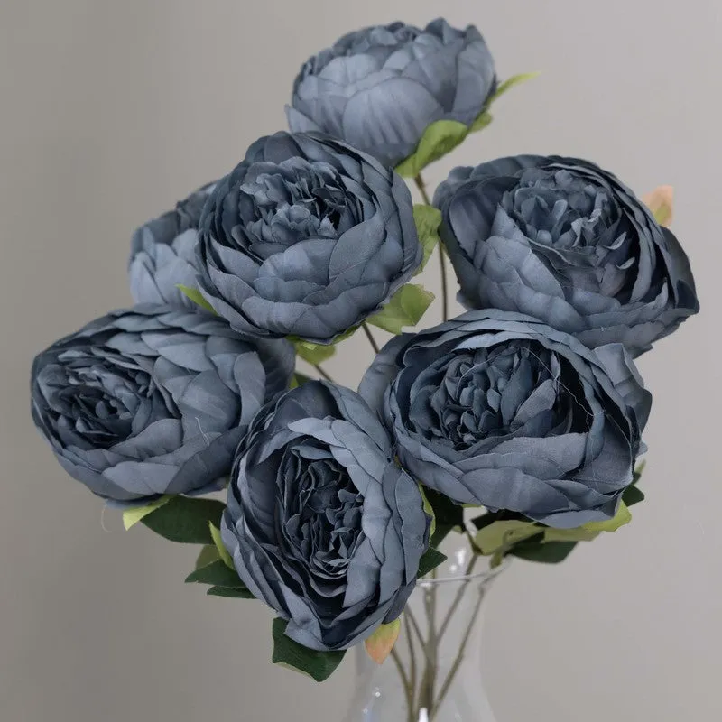 Realistic Artificial Peony Flower Bunches - Blue media 4
