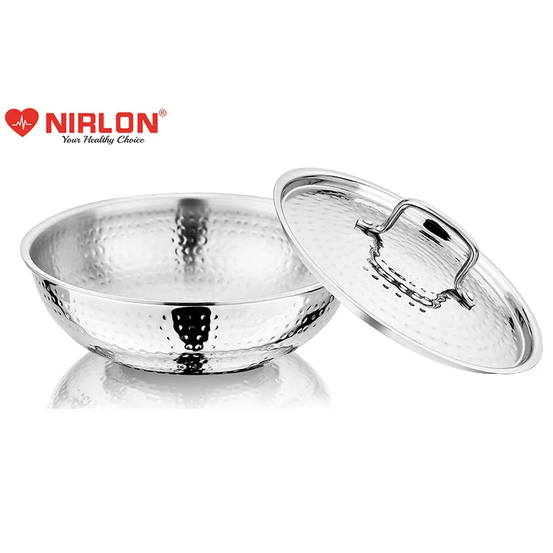 Nirlon Steel Hammered Kadhai With Lid - 2100 mL/9 Inches media 8
