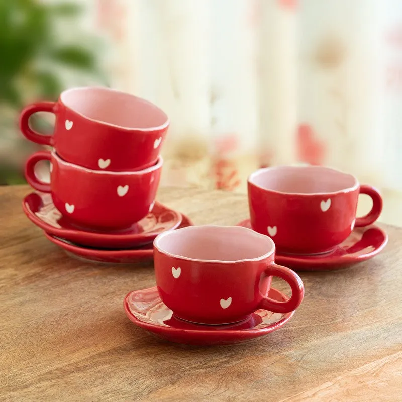 Crimsom Charm Cup & Saucer - Set of Four (330 ML) media 1