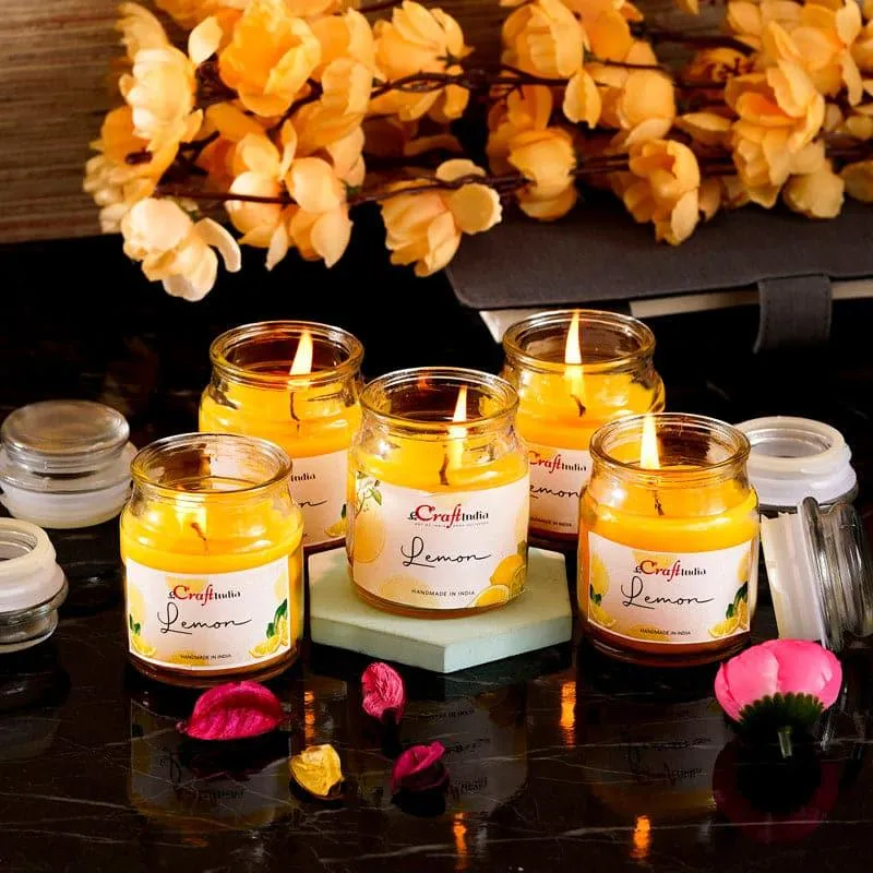 Nithya Lemon Scented Jar Candle - Set Of Five media 3