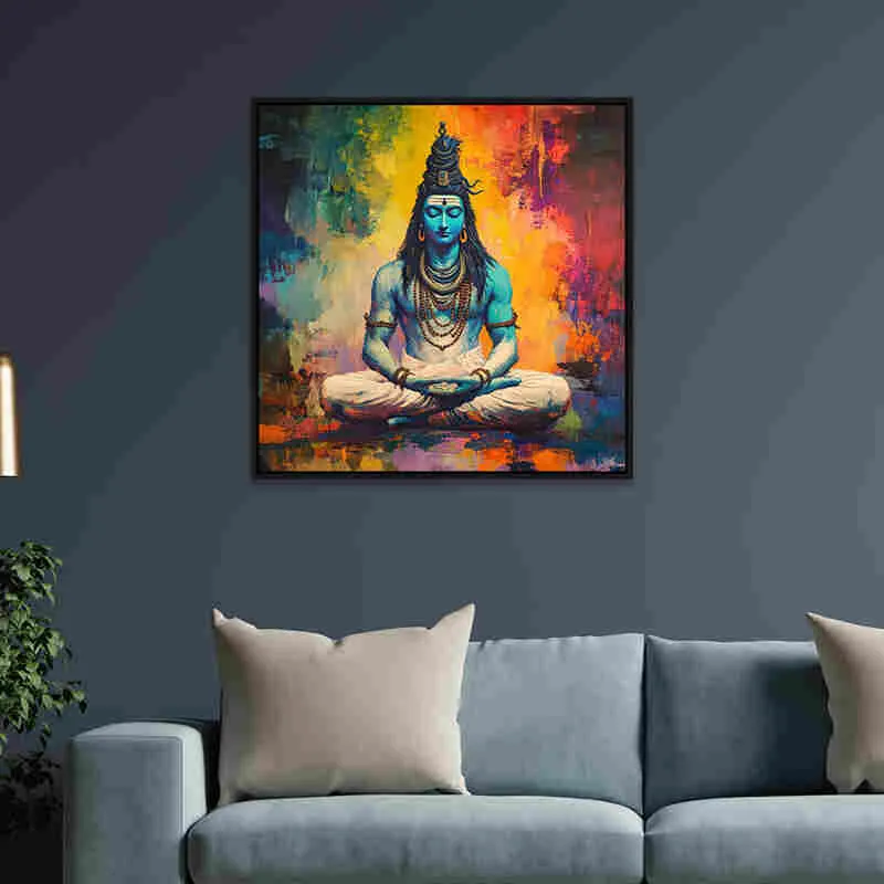 Vibrant Shiva Canvas Wall Art With Frame media 3