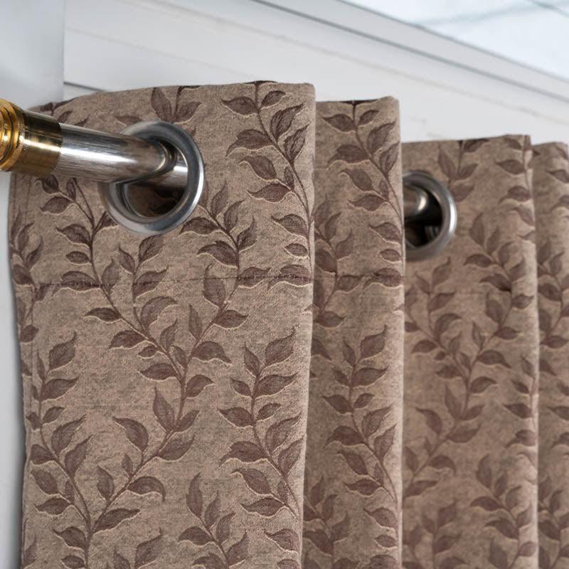 Noor Jacquard Single Curtain (Brown) media 5