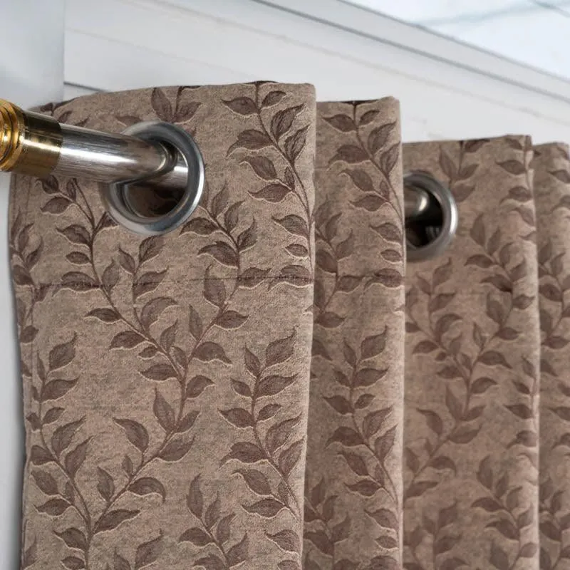 Noor Jacquard Single Curtain (Brown) media 5
