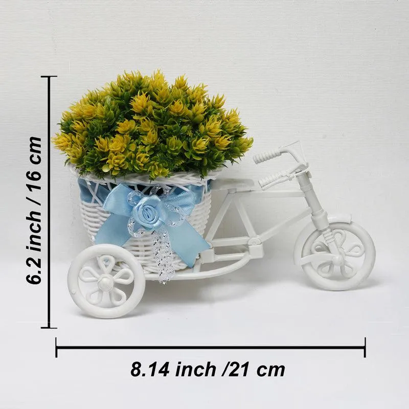 Faux Yellow Flower Plant On Mini Cycle Rikshaw media 4