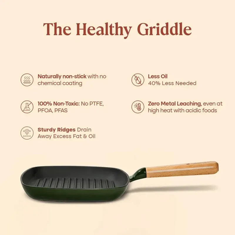 Cumin Co Enamel Cast Iron Grill Pan - Green media 7