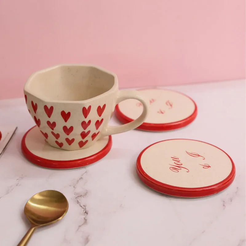 Heart Ceramic Coffee Mug (200 mL) - Two Piece Set - 3