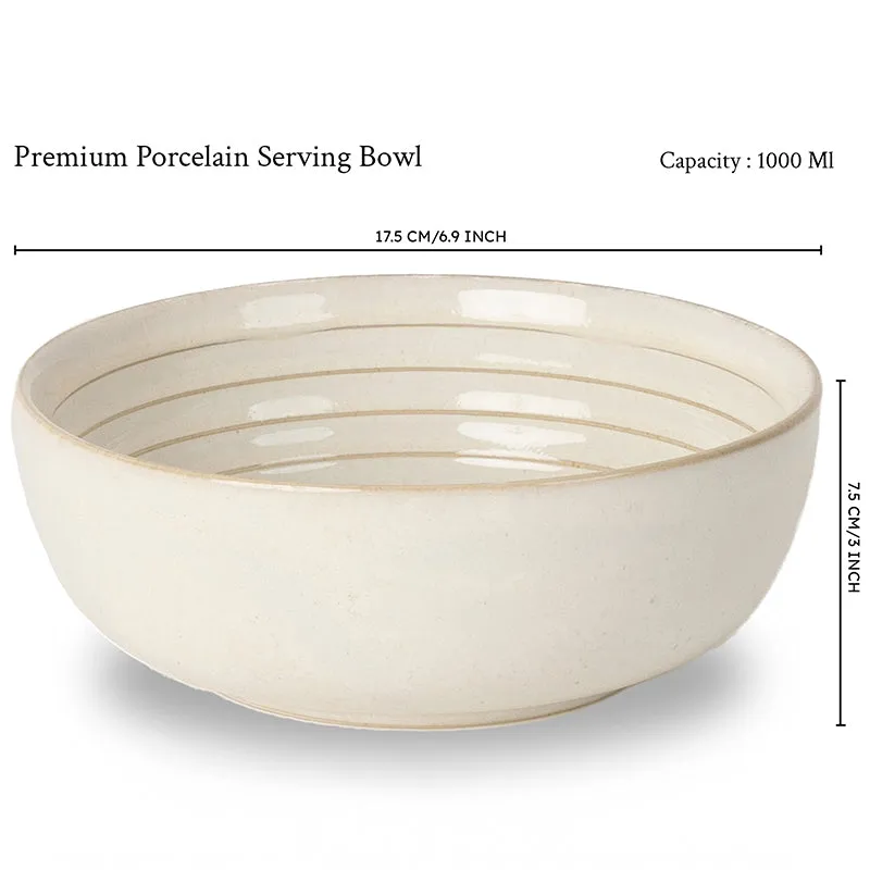 Lilyvein Porcelain Serving Bowl (Ivory/1000 mL) - Set Of Two media 8