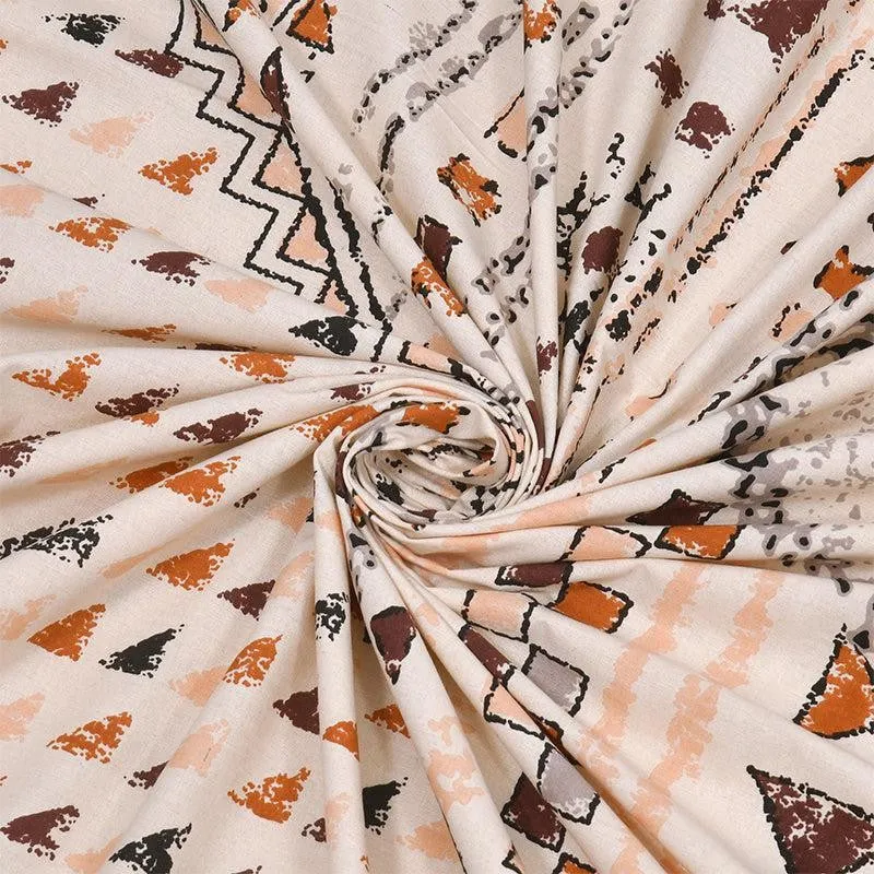 Gemin Printed Cotton Bedsheet (Beige) - 160 TC media 5
