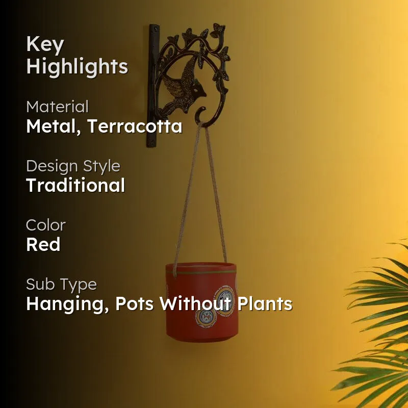 Red Wrap Terracotta Hanging Planter media 2