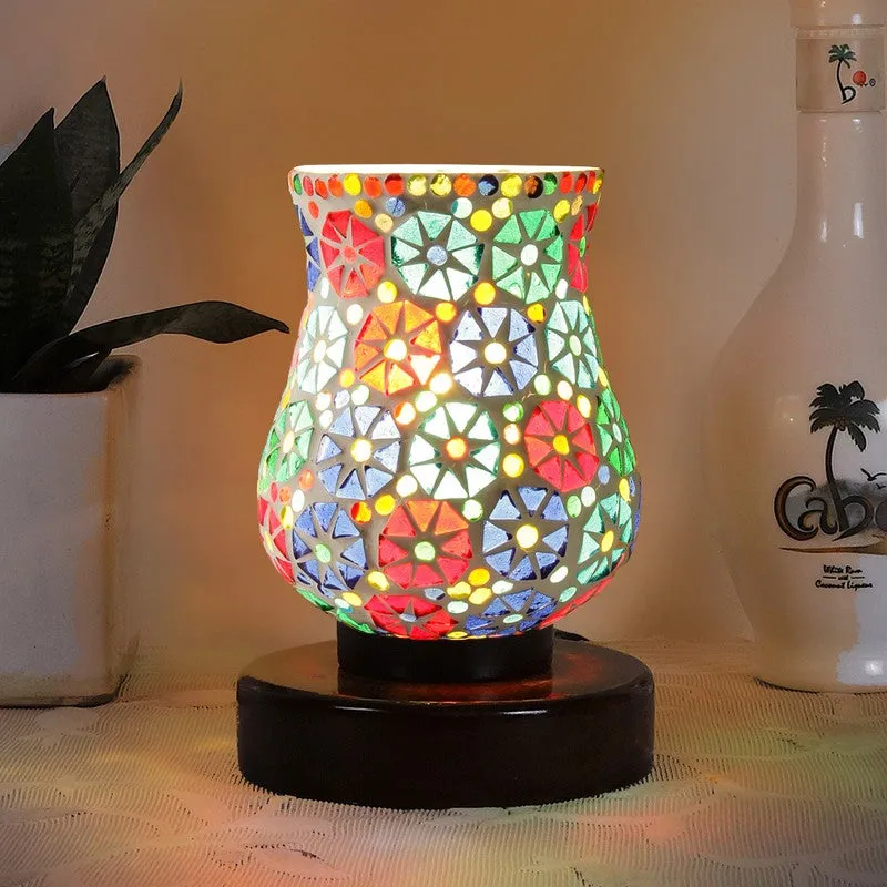Crystalyn Mosaic Glass Table Lamp With Wooden Base - Multicolor media 3