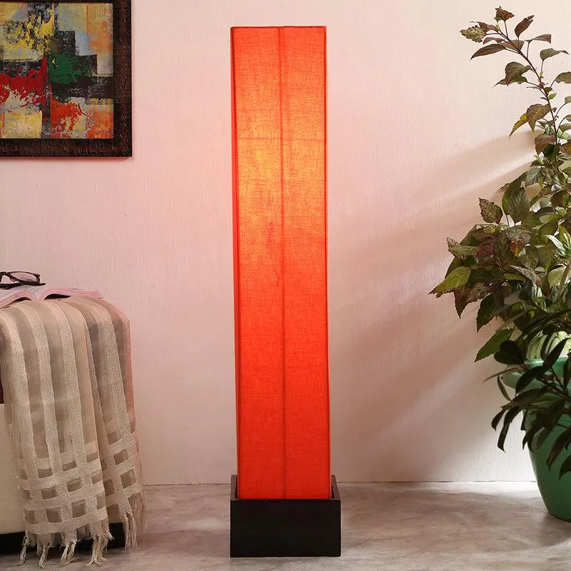 Axiya Wooden Tower Floor Lamp - Orange media 1