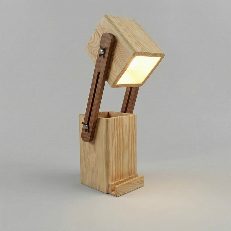 Hesperos Desk Organiser Wooden Table Lamp - Brown media 7