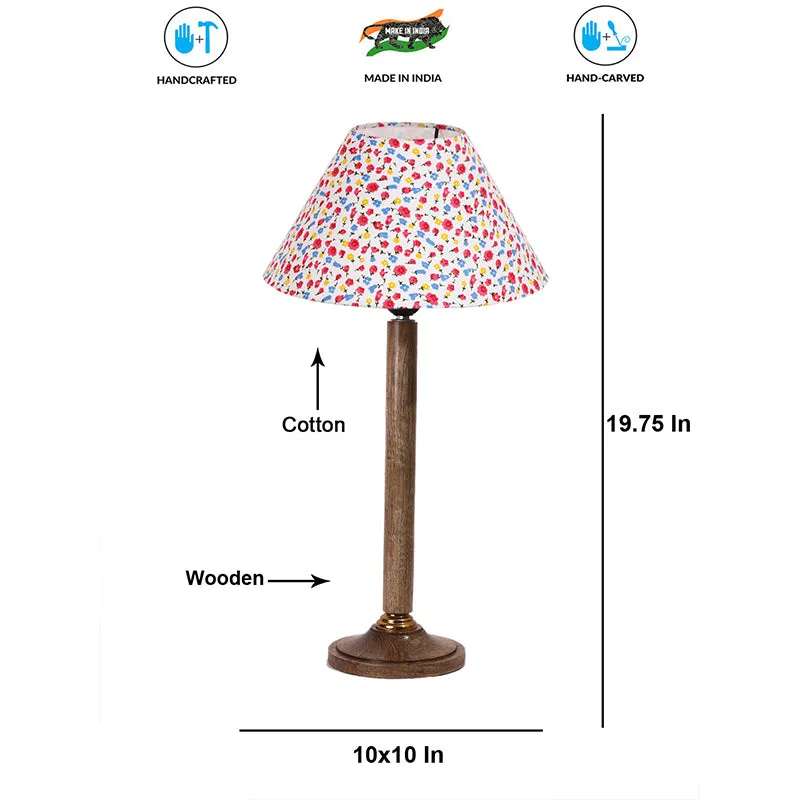 Tiny Fleur Table Lamp With Wooden Base - Multicolor media 4