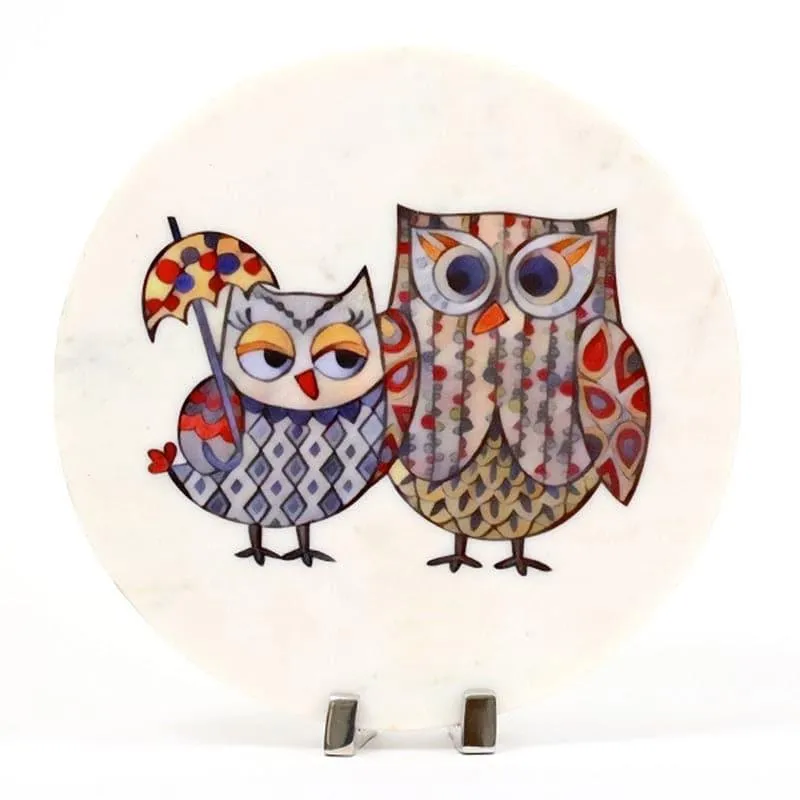 Owlery Printed Marble Showpiece media 3