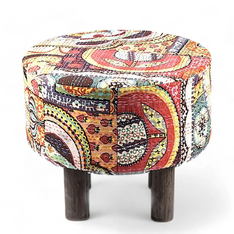 Qverix Acacia Wooden Ottomans - Multicolor media 4