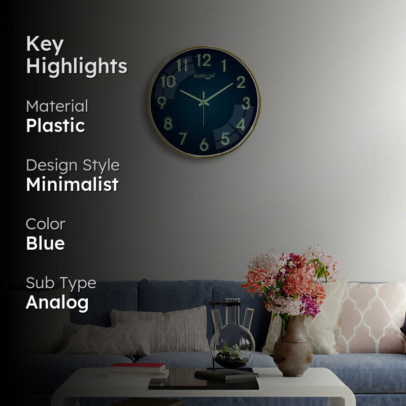 Elvric Round Modern Plastic Wall Clock - Blue media 2