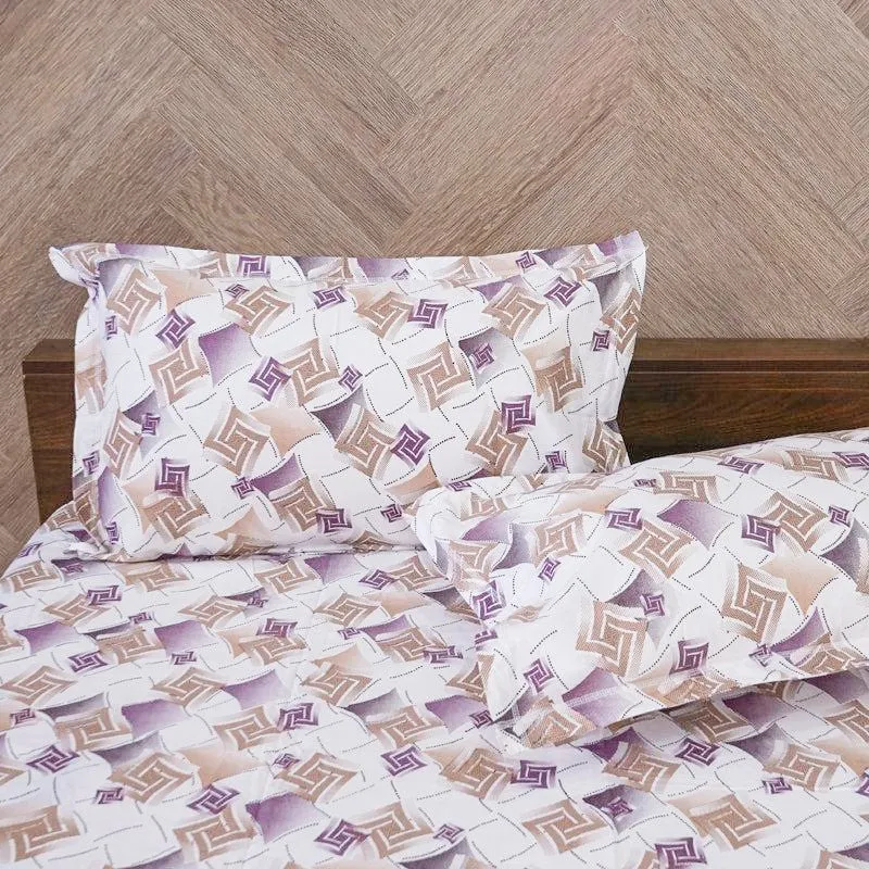 Borva Geometric Cotton Bedsheet (Purple) - 180 TC media 4