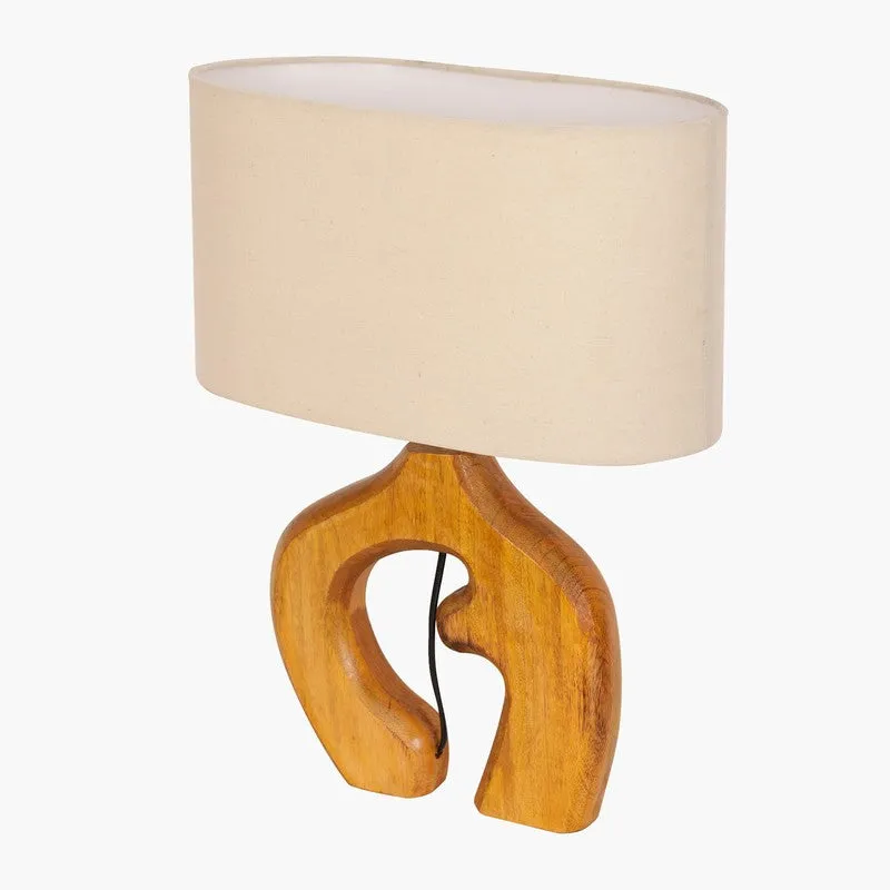 Elowen Organic Wooden Fabric Table Lamp - Beige,Brown media 4