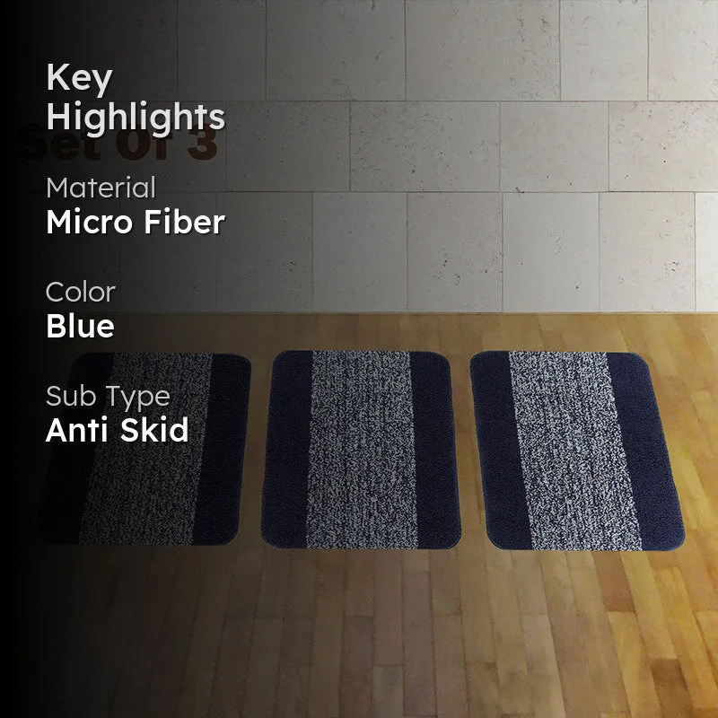 Marvis Anti Skid Bath Mat & Contour Mat (Blue) - Set Of Three media 2