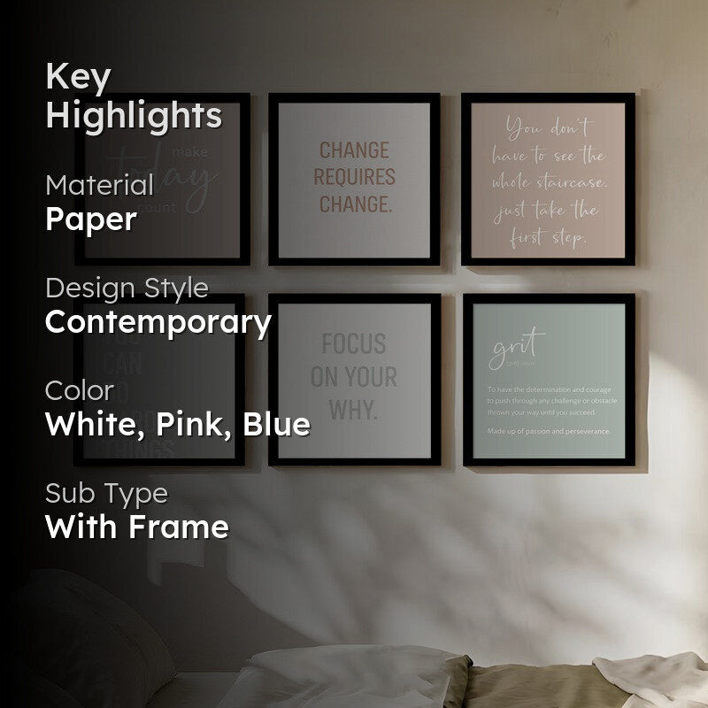 Evolve Daily Paper Wall Painting With Frame - Set Of Six media 2