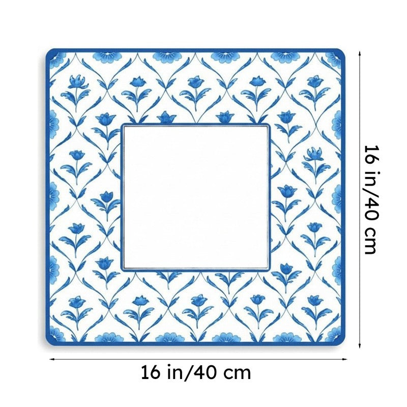 Rosa Lush  Designer Handpainted Mirror -  Blue media 8