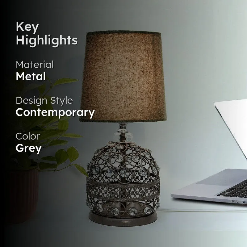 StoneLite Earthy Metal Table Lamp - Grey media 2