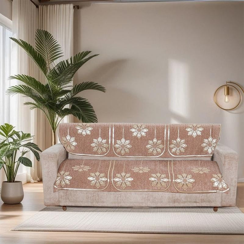 Mitha Flora Sofa Cover (Peach) - Set Of Six media 3