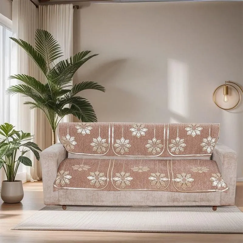 Mitha Flora Sofa Cover (Peach) - Set Of Six media 3