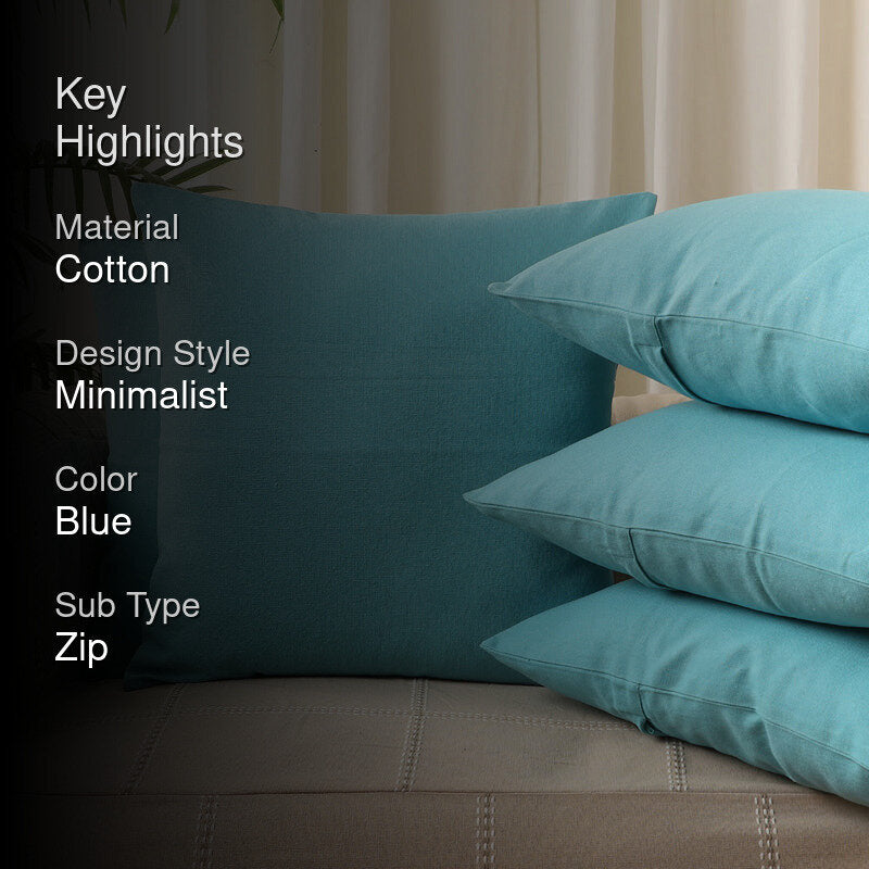 Whisper Weave Printed Cushion Cover (Blue) - Set Of Five media 2