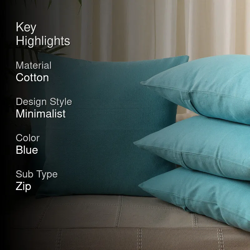 Whisper Weave Printed Cushion Cover (Blue) - Set Of Five media 2