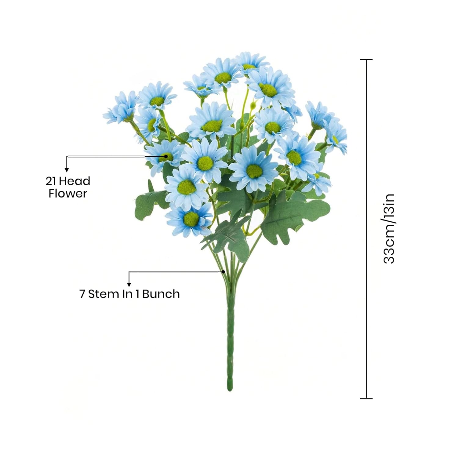 Azure Daisy Artificial Flower (Blue) - Set Of Two media 4