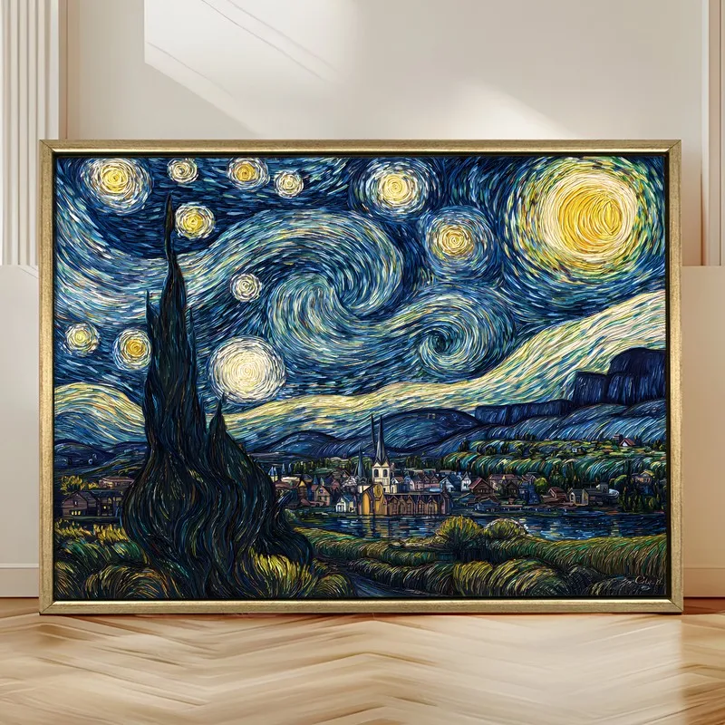 Midnight Whirl Canvas Wall Painting With Frame media 4