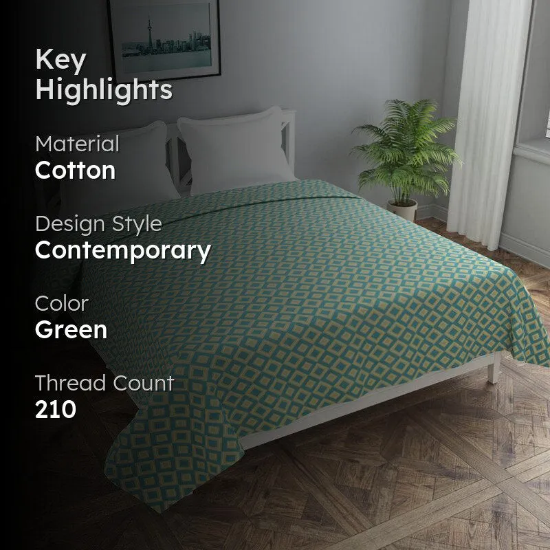 Sublime Sandstone Geometric Cotton Duvet Cover (Green) - 210 TC media 2