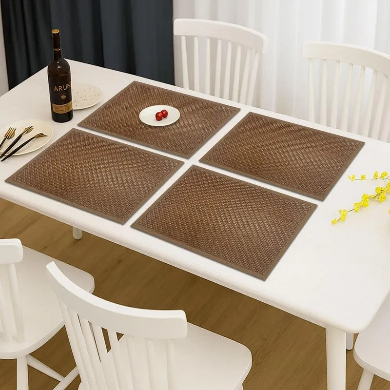Rustayne Brown Rectangle PVC Table Mats - Set Of Four media 1