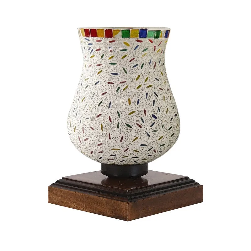 Auralin Mosaic Glass Table Lamp With Wooden Base - Multicolor media 5