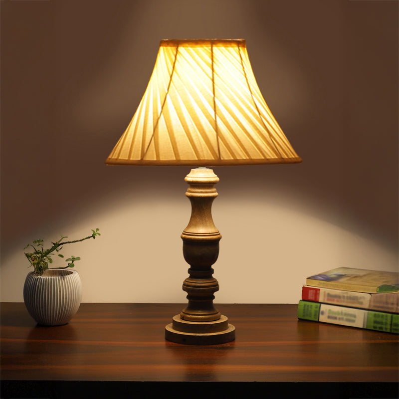 Twistra I Carve Wooden Table Lamp - Ivory,Brown