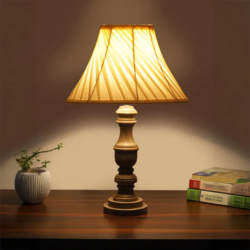 Twistra I Carve Wooden Table Lamp - Ivory,Brown media 1