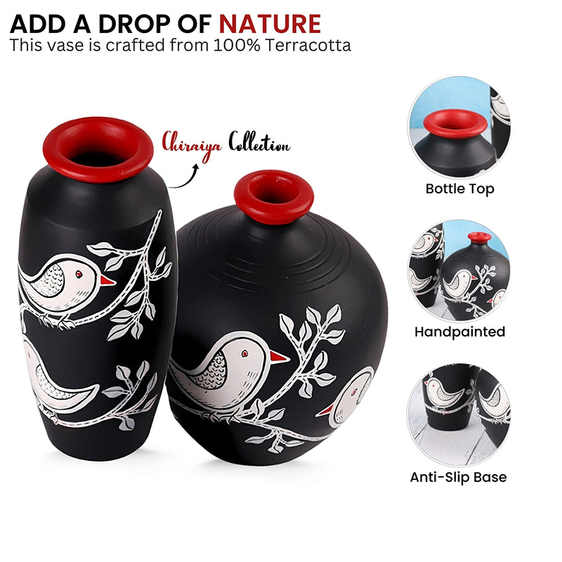 Neel Pakhi Handpainted Terracotta Vase - Set Of Two media 4