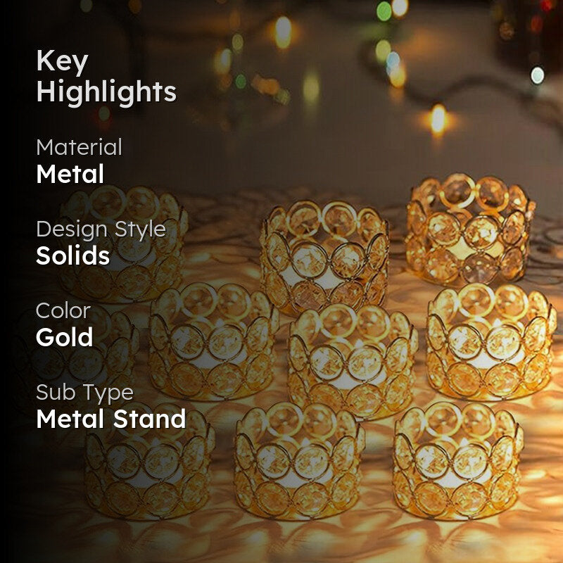 Gemlite Metal Tea Light Holder With Candle - Set Of Ten media 2