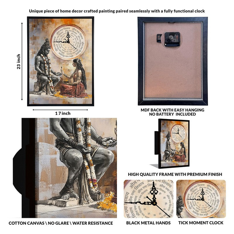 Shiva Shakti Wall Art With Clock media 7