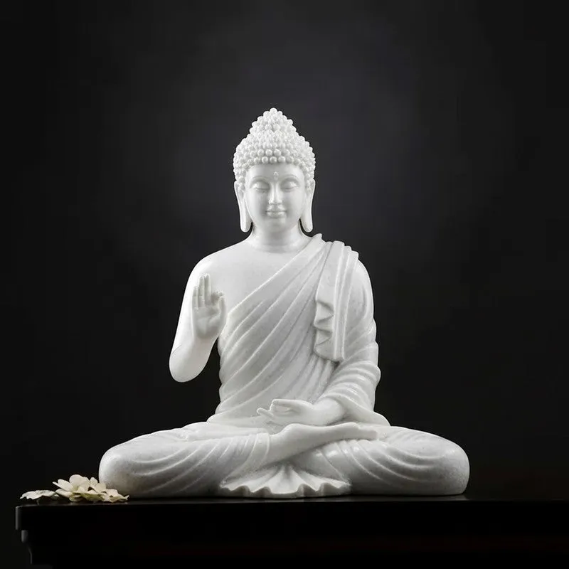 ZenRoot Meditating Buddha Marble Idol - White media 3