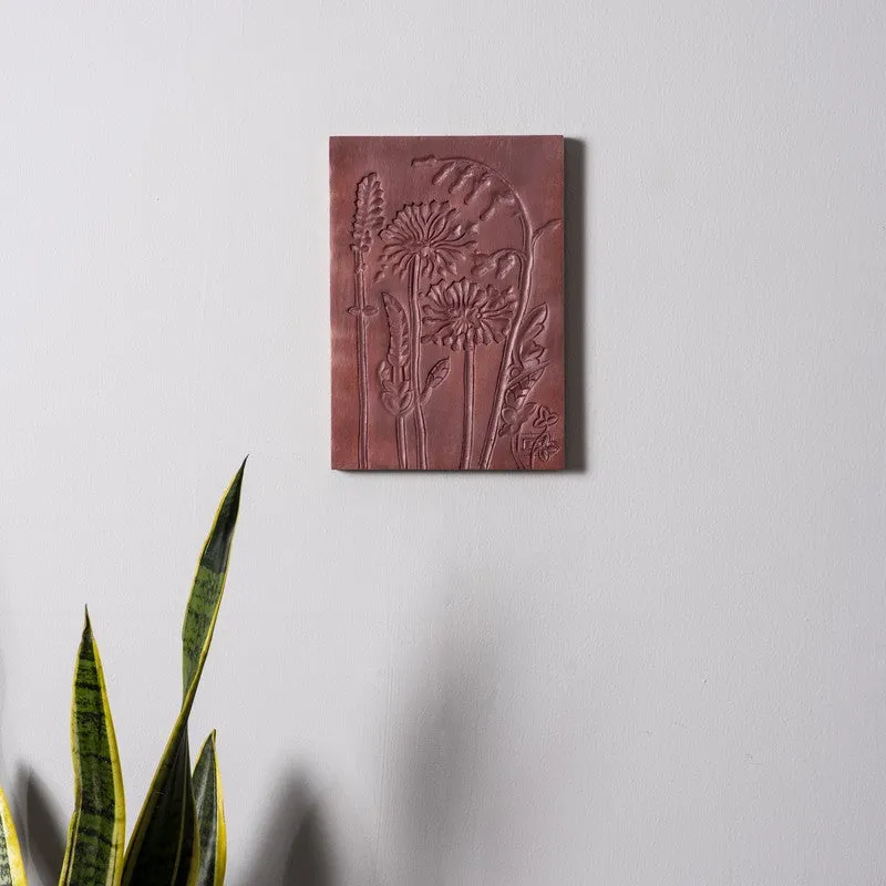 Terracotta Breeze Luxury Dandelion Carved Wooden Wall Plate media 1
