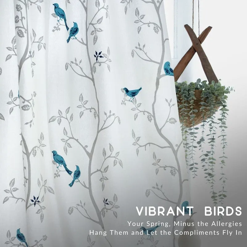 Tranquebar Home Nature Wings Cotton Curtains(Blue) - Set Of Two media 3