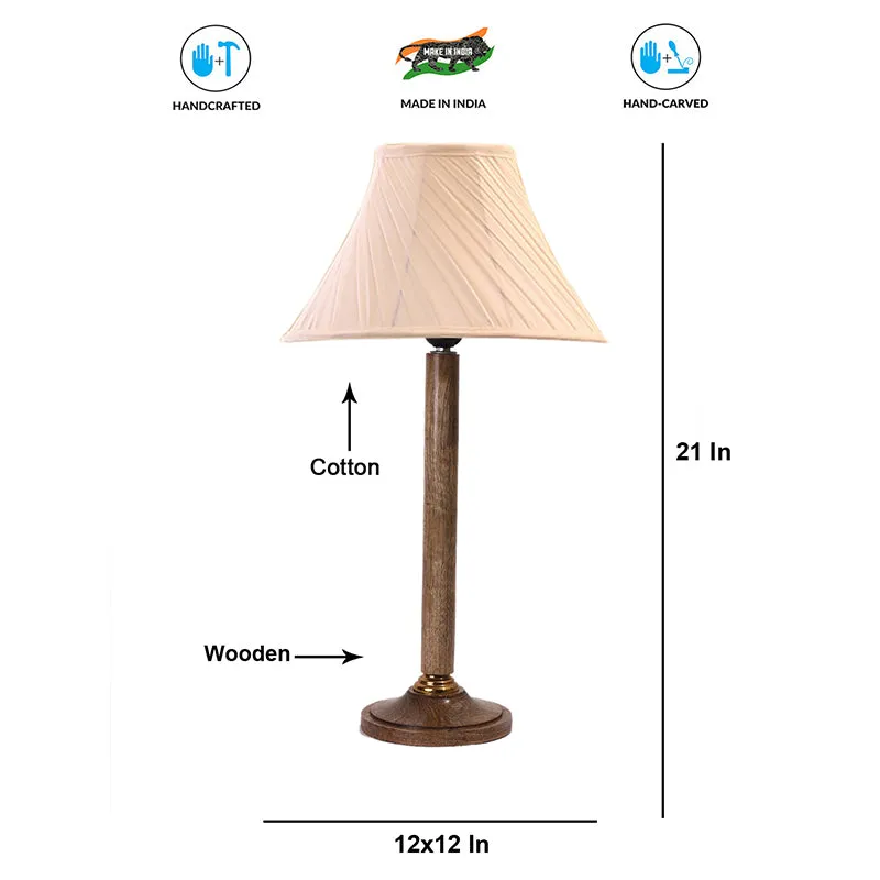 Industrial Beam Table Lamp With Wooden Base - Ivory,Brown media 4