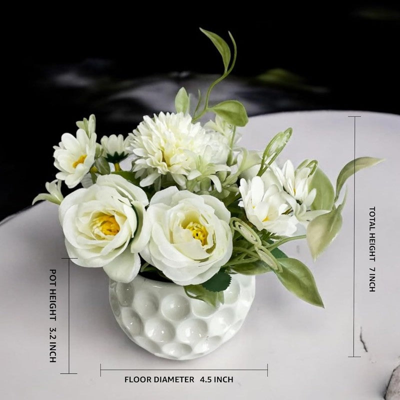 Faux Rosette Artificial Flower With Ceramic Pot media 8