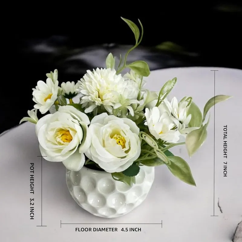 Faux Rosette Artificial Flower With Ceramic Pot media 8
