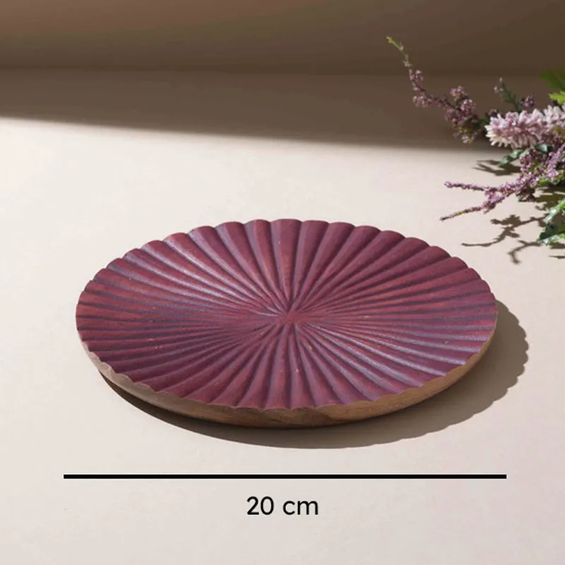 Opulence Handcrafted Mango Wood Platter - Plum media 6
