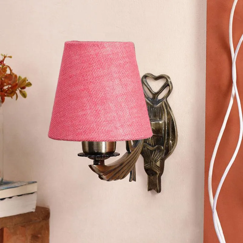 Love Gleam Atva Conical Fabric & Metal Wall Lamp - Pink media 3