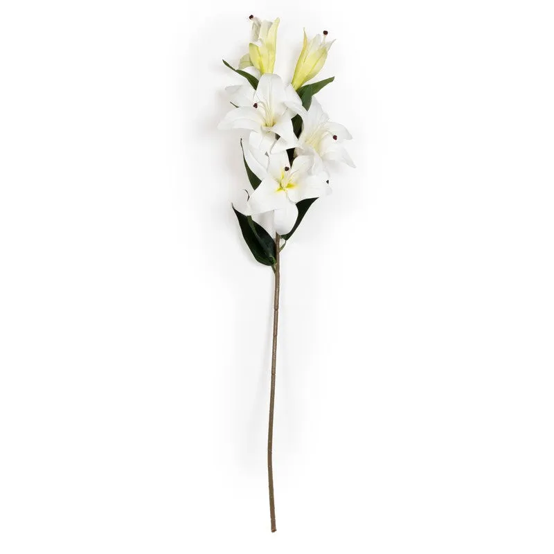 Elegant Artificial Lily Flower Stick - White media 3