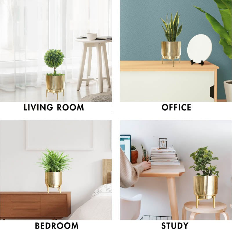 Dune Golden Metal Fluted Planter media 6